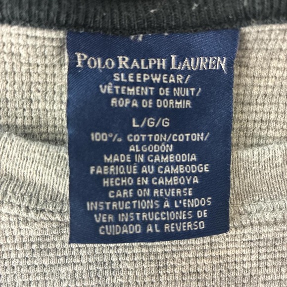 Grey Polo Ralph Lauren thermal waffle sweatshirt men's Lg - Picture 3 of 5